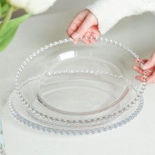 Set of 8 Clear Glass Dinner