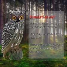 Regular Version Solar Powered Owl Hunting Decoy Bird Scarer Deterrent Pest C NEW