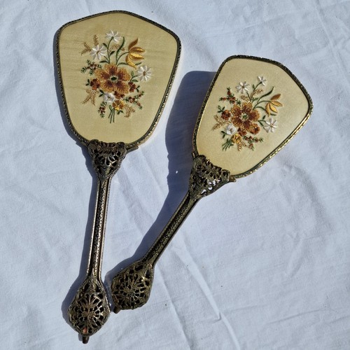 Vintage embroidered hair brush - vintage,