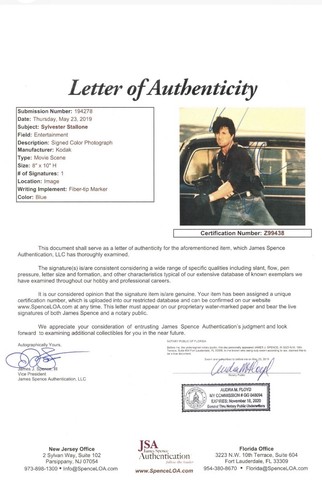 Sylvester stallone signed - stallone,