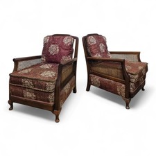 Pair Bergere Cane Armchairs -