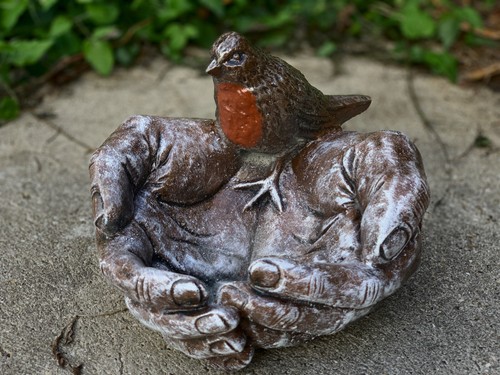 Cement bird bath statue