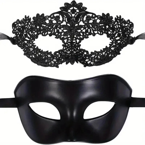 2pcs black lace - black, masquerade