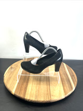 Clarks Women Black Suede & Leather Pumps Court Shoes UK Size 5 D EU 38 Slip On