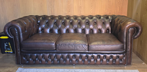 Brown leather tufted - leather,