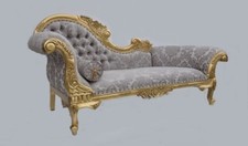 Gold Leaf French Ornate Statement Day Bed Chaise Longue Lounge Loveseat Sofa