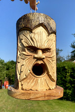 STUNNING GREEN MAN - HAND CARVED BIRDHOUSE DESIGN B