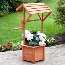 Wooden Wishing Well Planter
