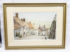 ROBIN DAVIDSON FRAMED PRINT GOLD HILL SHAFTESBURY DORSET VILLAGE SCENE