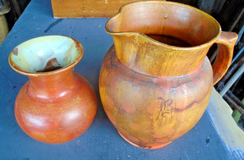 Two antique pottery vases - two,
