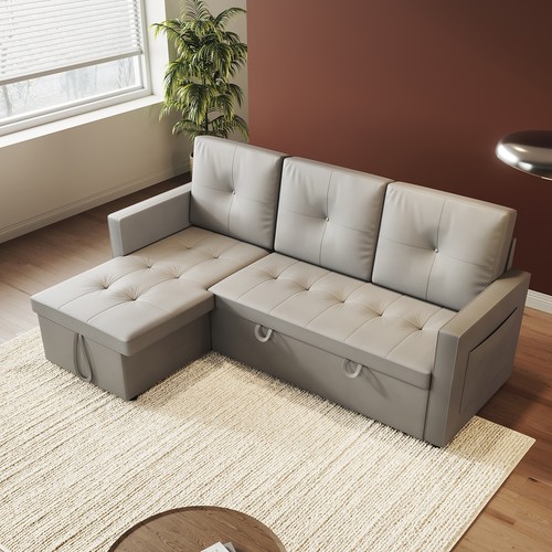 Folding sofa bed faux - bed, leather