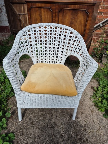 White wicker tub armchair - white,