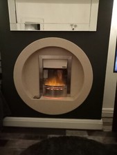 Round Fireplace - 42 inch micro marble off white beige