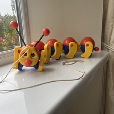 Kiddicraft Caterpillar Pull Along Vintage Toy 1970/80's Retro Toys Collectible