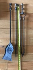 Vintage Large Solid Brass Fireside Companion Set Shovel Tongs Poker (Long cage2)