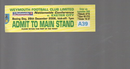 Used ticket weymouth v - weymouth,