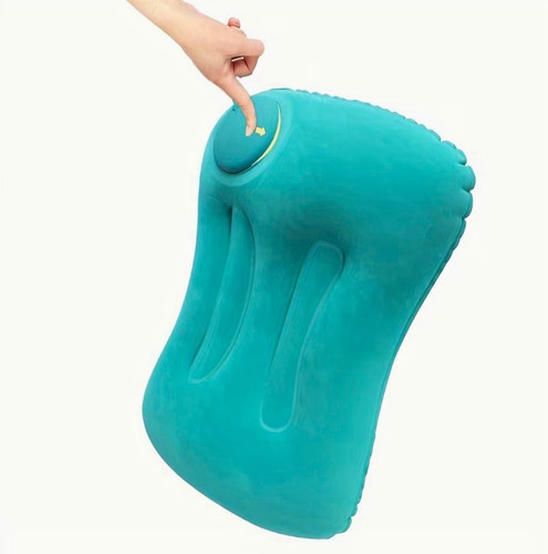 Blue inflatable travel pillow - inflatable,