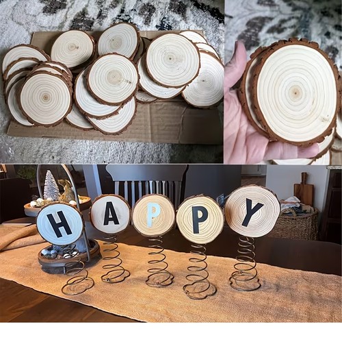 40pcs natural wood slices - natural,