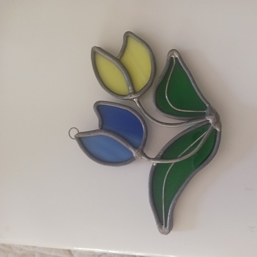 Vintage stained glass - glass, tulip