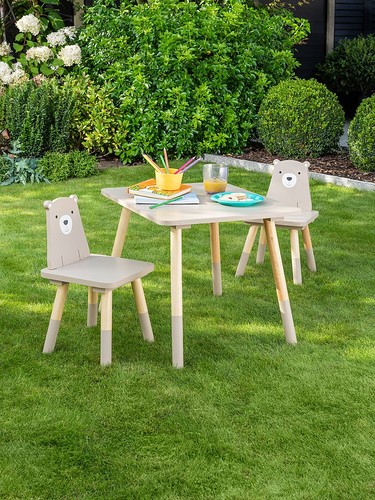 Wooden table chairs set - wooden, bear