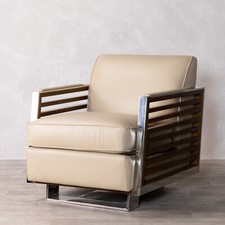 CREAM LEATHER SWIVEL CHAIR ART