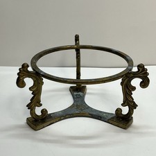 vintage brass display stand crystal ball holder bowls decorative tri foot patina
