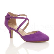 WOMENS LADIES MID HIGH HEEL STRAPPY CROSSOVER WEDDING EVENING SANDALS SHOES SIZE