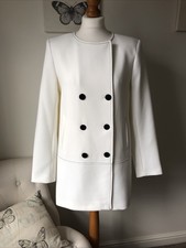 Zara White Pea Coat Size L