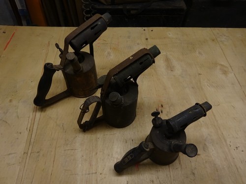 Vintage brass blow lamps - brass,