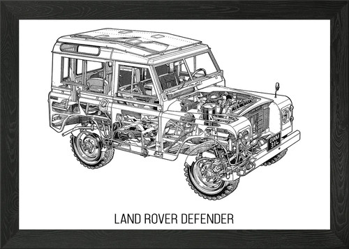 Land rover defender framed - land,
