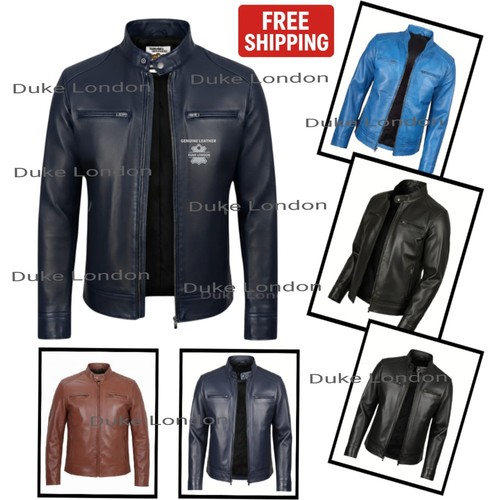 Mens leather jacket cafe - jacket, racer