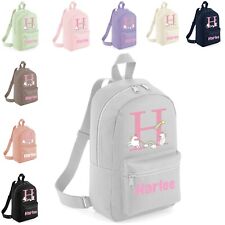 Personalised Girls Toddler Backpack Bag Mini School Nursery Unicorn Initial
