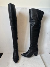 Aldo Black Leather Over Knee Boots Size UK 4 EU 37
