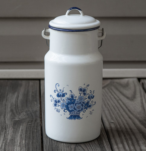 Vintage emalia enamelware milk - vintage,