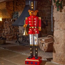 XLarge LED Christmas Nutcracker Light Up Teddy Bear Decoration 120cm Xmas Red