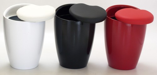 High gloss round ottoman - high,