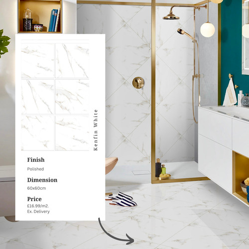 Kenfin white marble porcelain - marble,