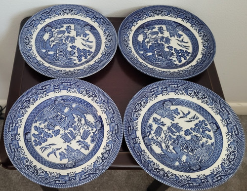 Blue white willow pattern - white, 4