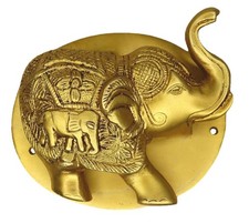 Elephant Shape Handcrafted Brass Home Office Wall Decor Figurine Sculpture