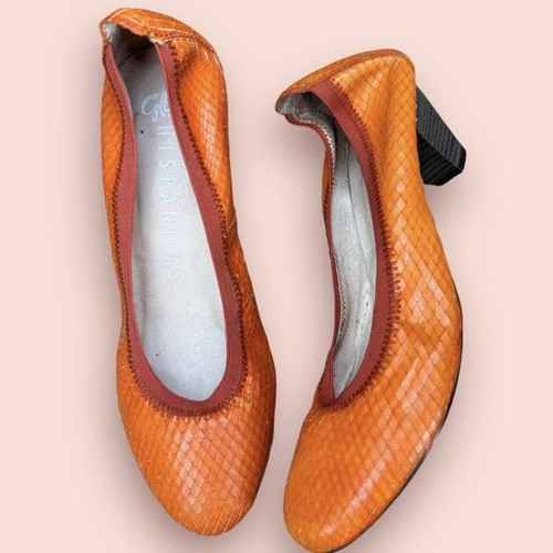 Women heels orange leather - heels, 39