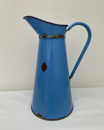 Vintage enameled french jug - vintage,