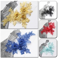 Flower Embroidery Lace Bridal Applique Beaded Tulle DIY Wedding Dress DIY