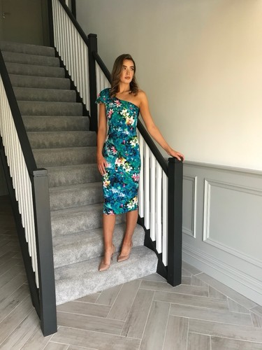 Teal and floral midi - teal,