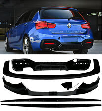 BMW 1 SERIES F20 F21 REAR DIFFUSER LIP SPLITTER SKIRTS BODY KIT GLOSS BLACK 15+
