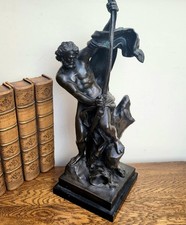 Large Bronzed Statue of Ulysses Stringing his bow After Jacques Bousseau Spelter