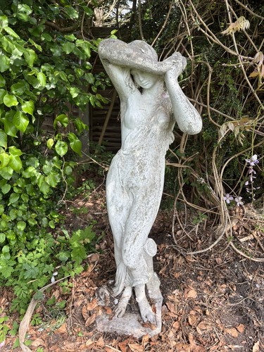 Stone garden lady ornament - stone,