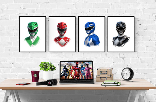 Power rangers watercolour - watercolour, set