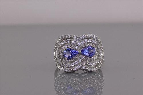 Sterling silver pear tanzanite - silver,