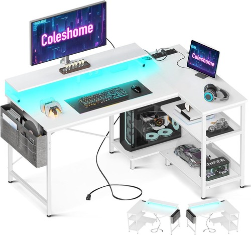 Shaped gaming desk with led - l,
