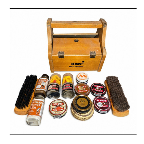 Kiwi shoe groomer wooden box - shoe,